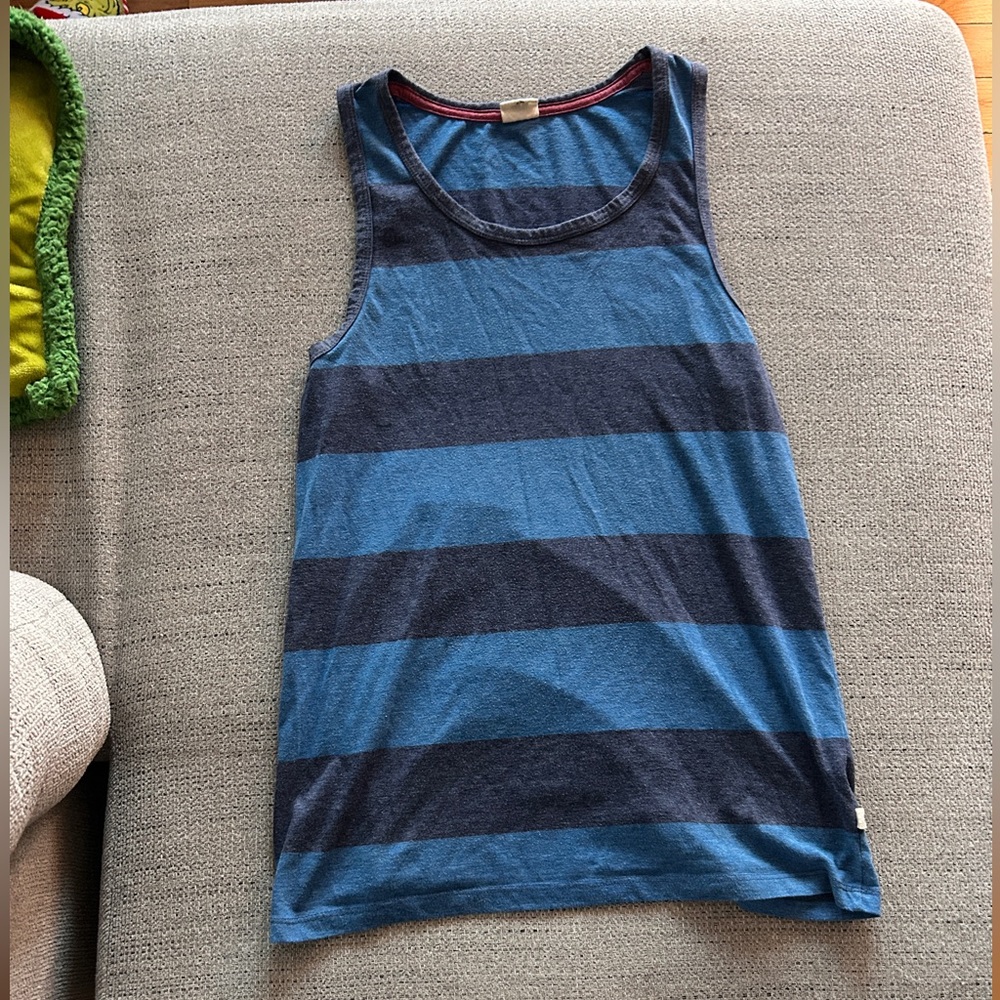 Billabong Blue and Gray Striped Tank Top